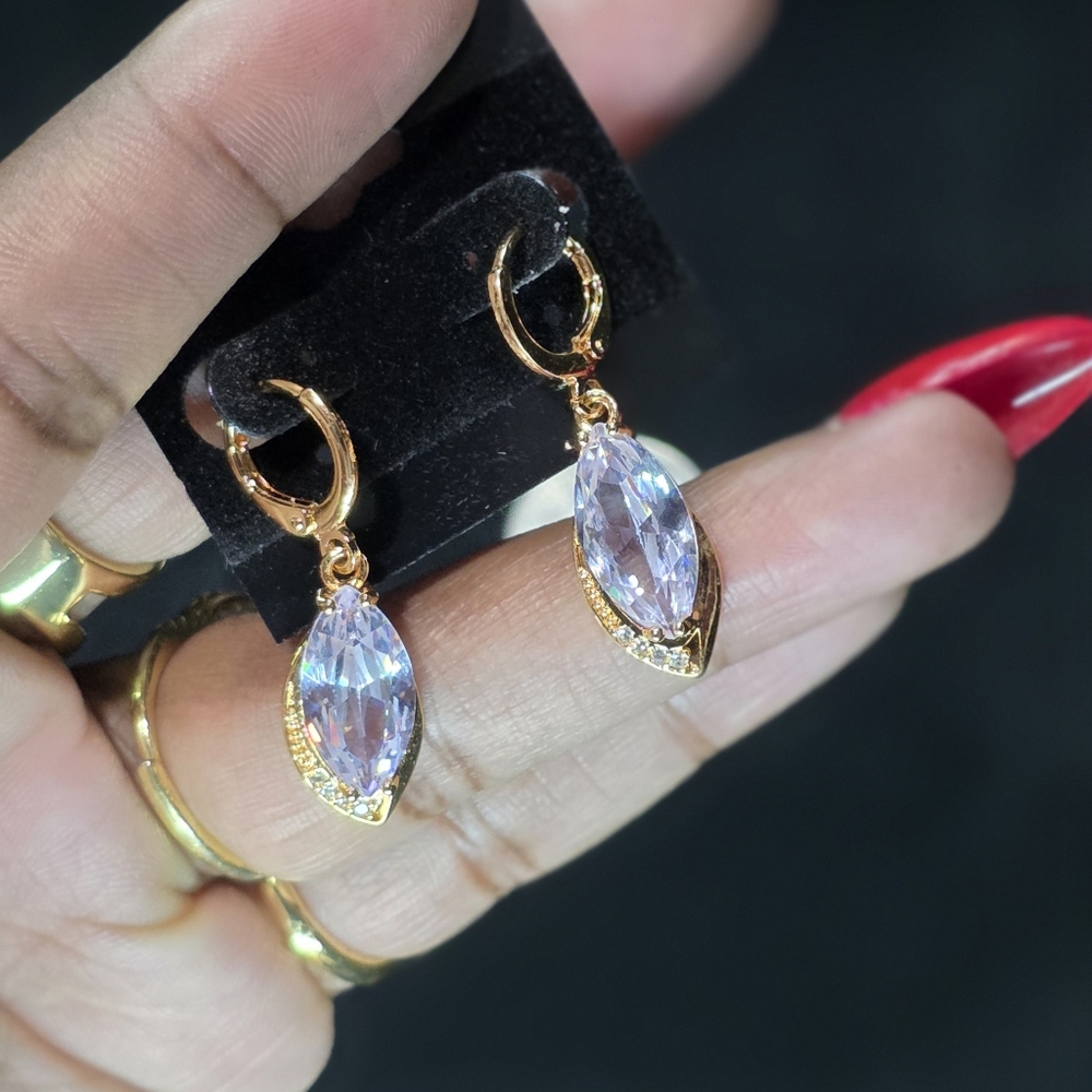 Elegant Gold and Purple Drop Earrings